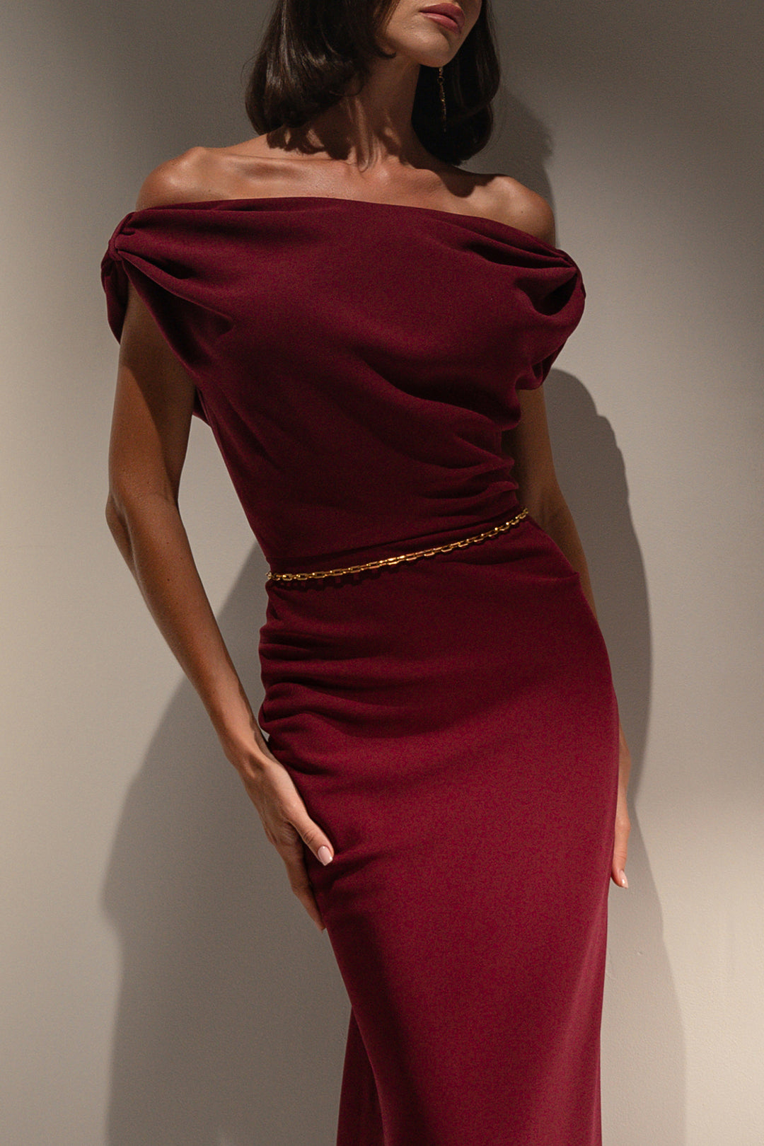 Sylvie Midi Dress In Burgundy