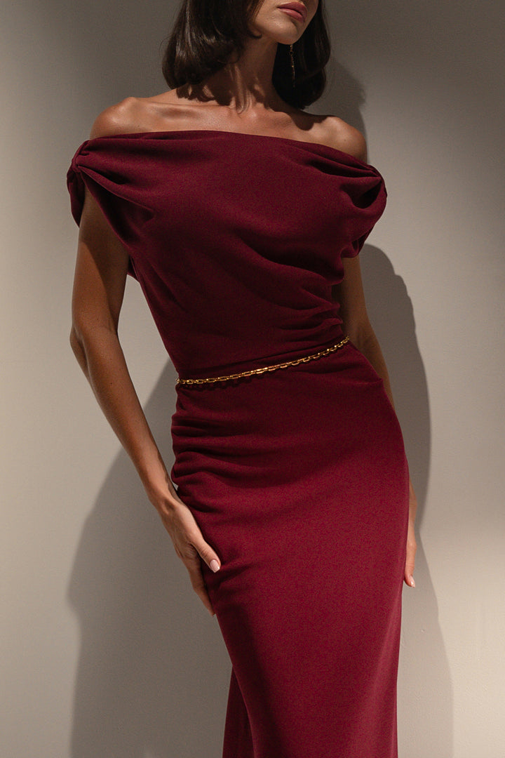 Sylvie Midi Dress In Burgundy
