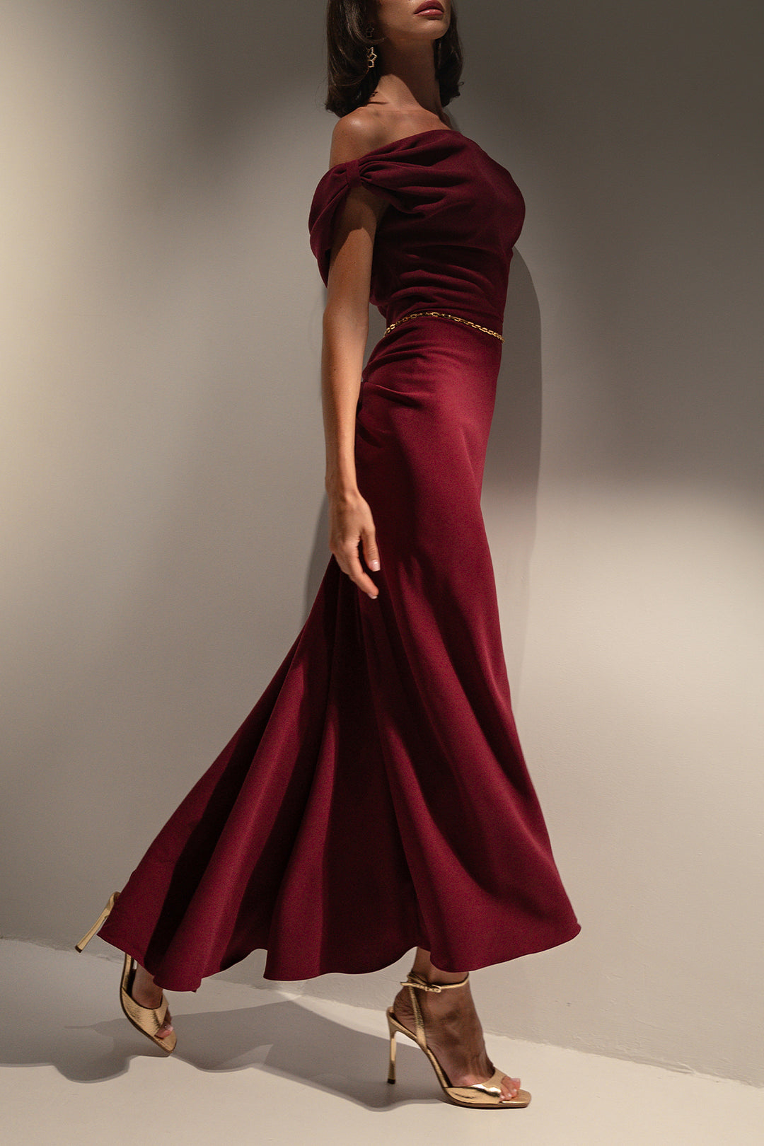 Sylvie Midi Dress In Burgundy