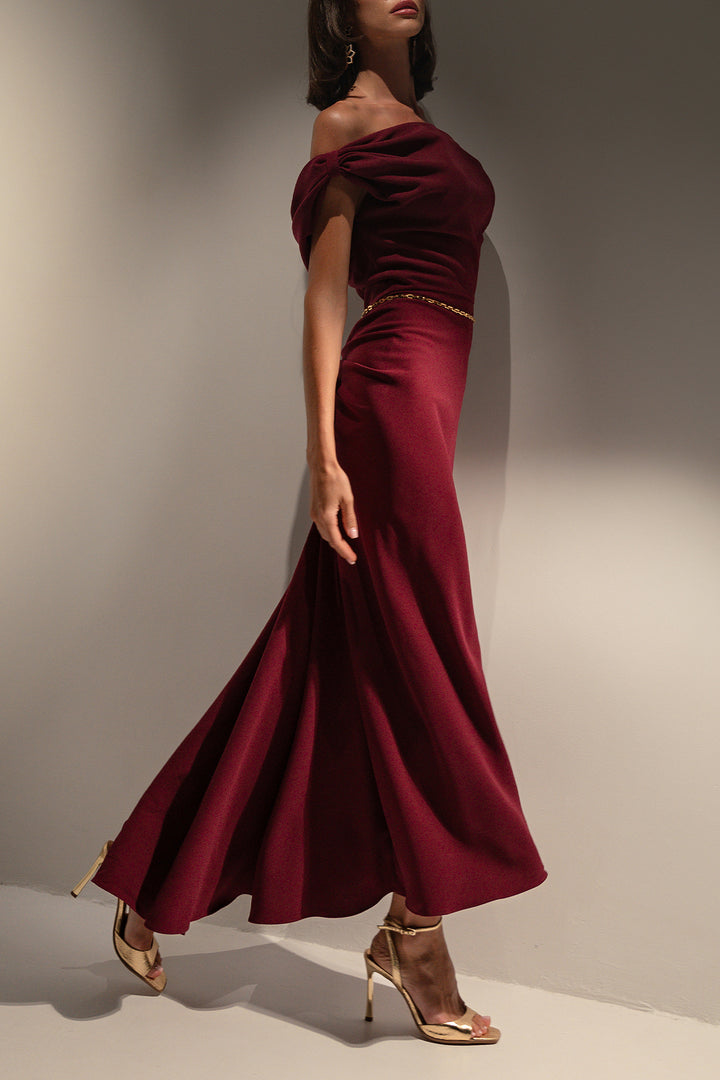 Sylvie Midi Dress In Burgundy