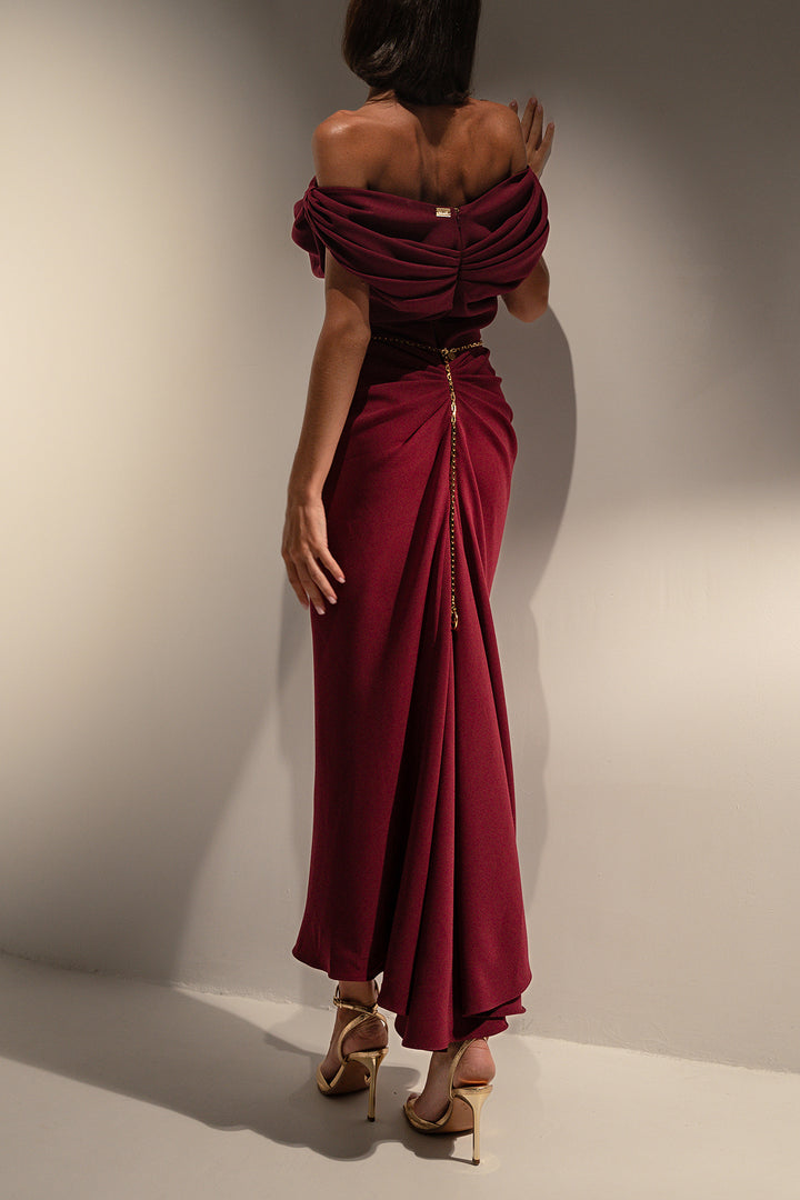 Sylvie Midi Dress In Burgundy