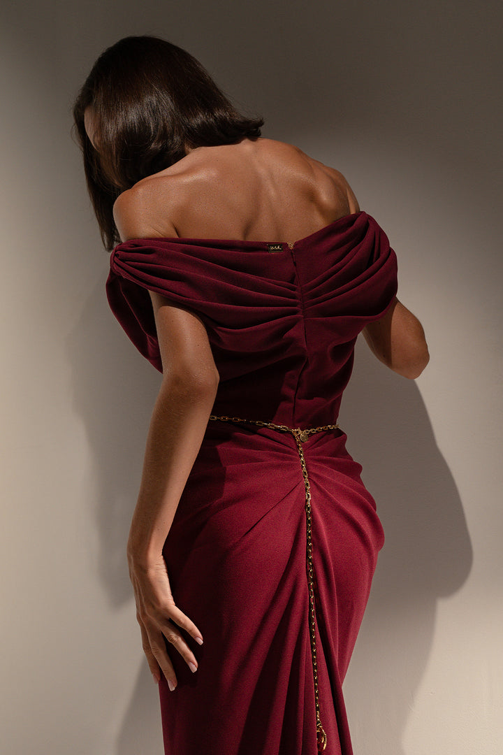 Sylvie Midi Dress In Burgundy