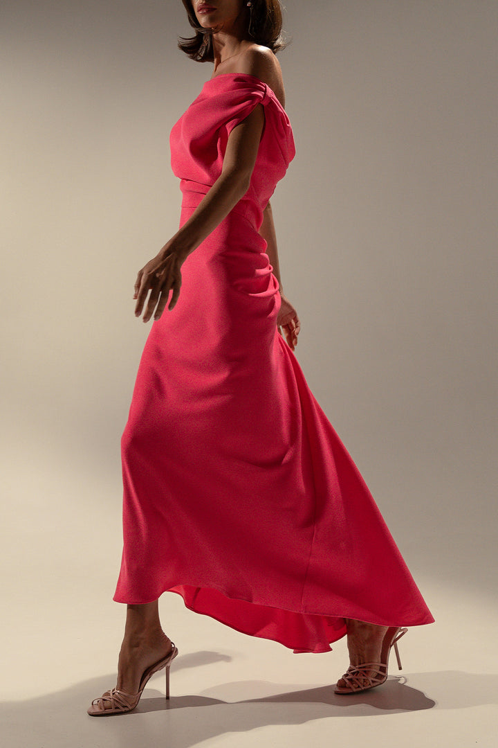 Sylvie Midi Dress In Fuchsia
