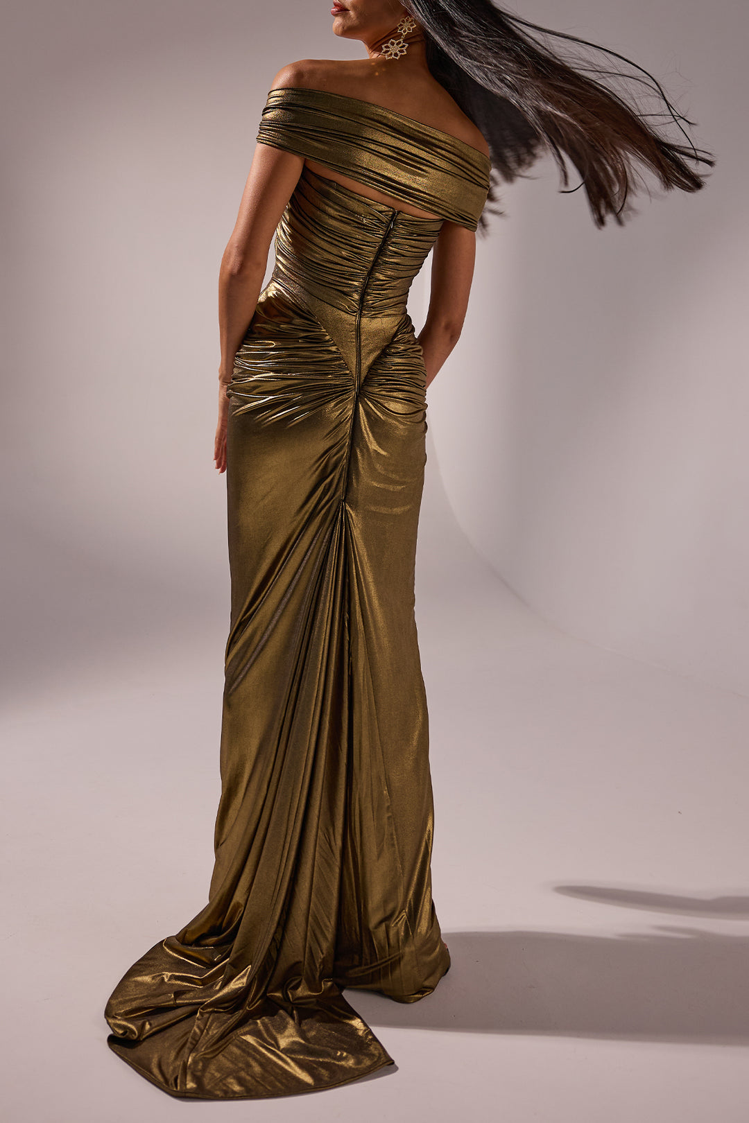 Adara Long Dress In Gold