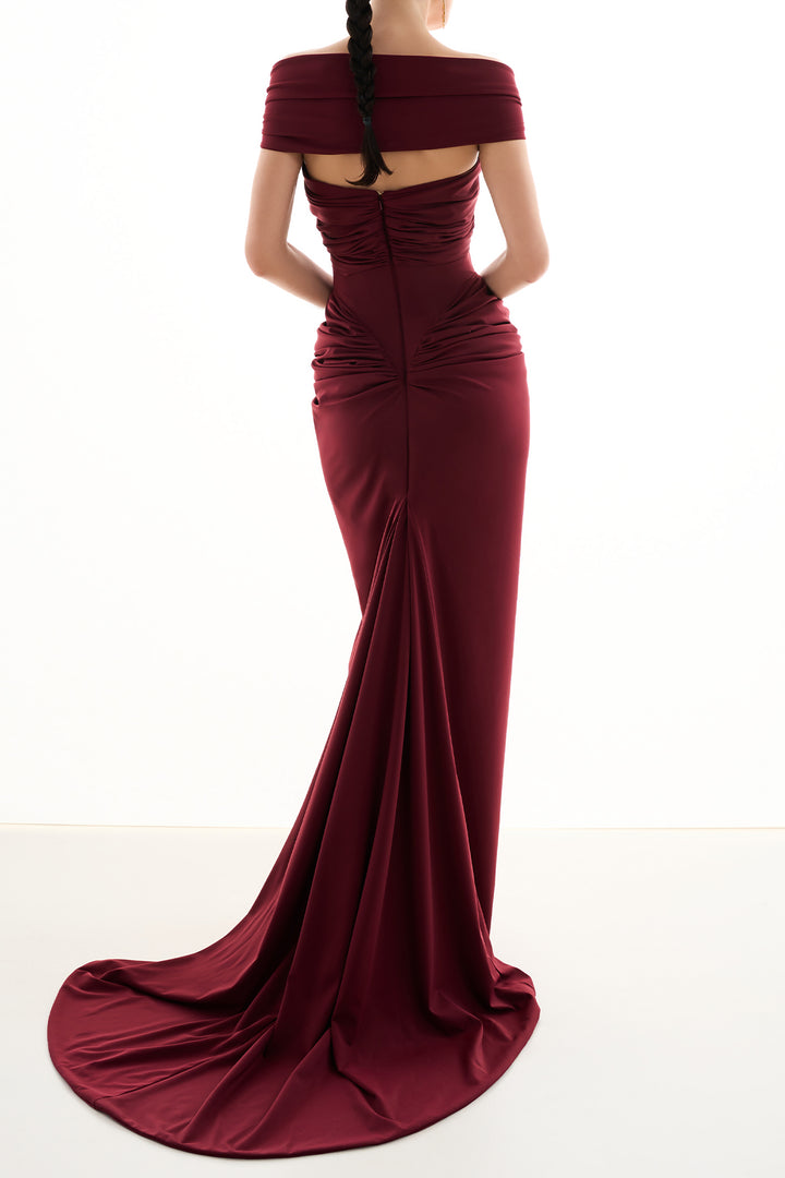 Adara Long Dress In Burgundy
