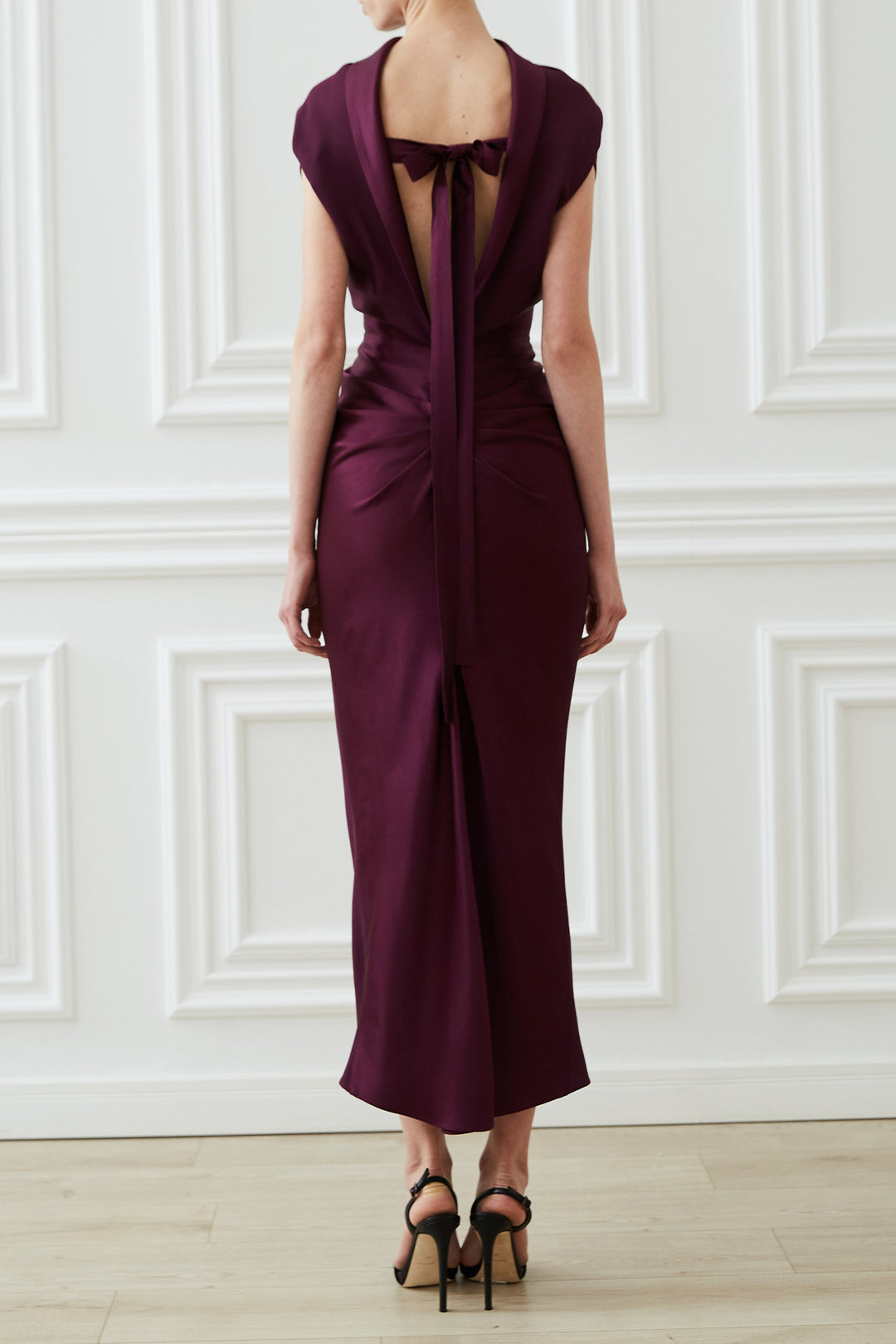 Astrid Open Back Dress In Plum