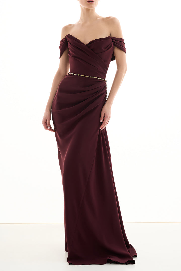 Gaia Long Dress In Burgundy