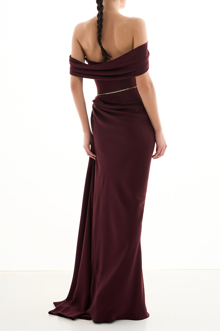 Gaia Long Dress In Burgundy