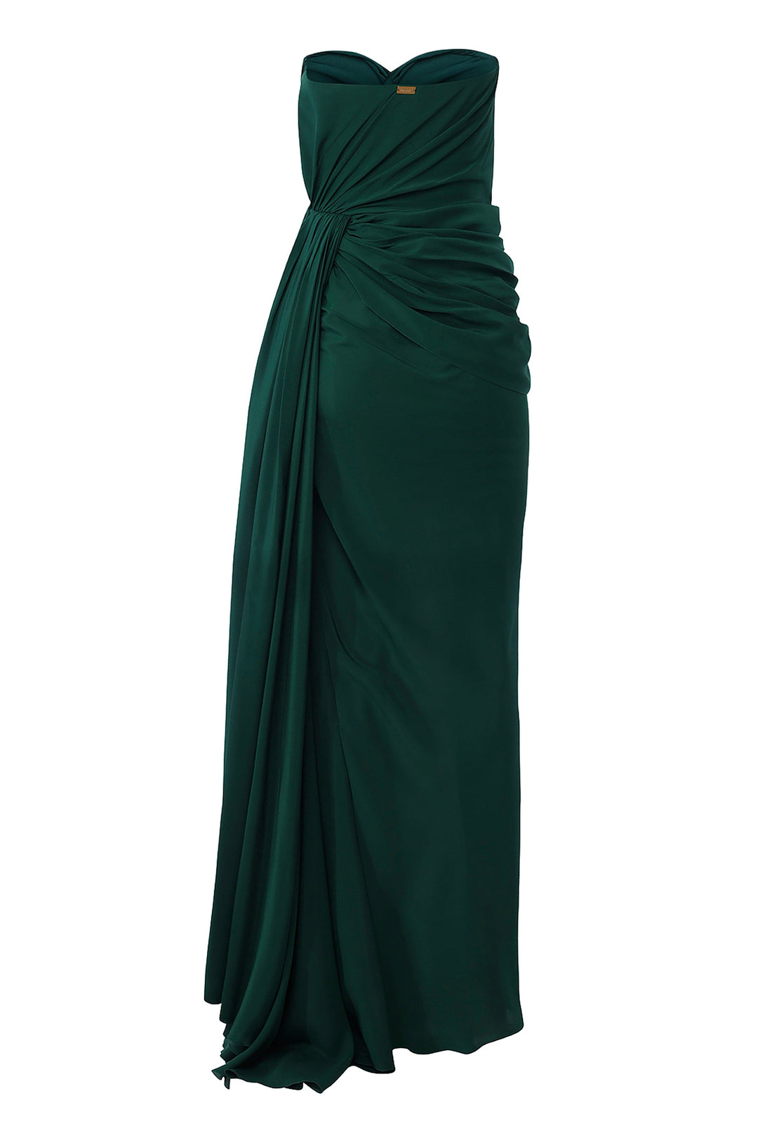 Gaia Silk Dress In Forest-Green