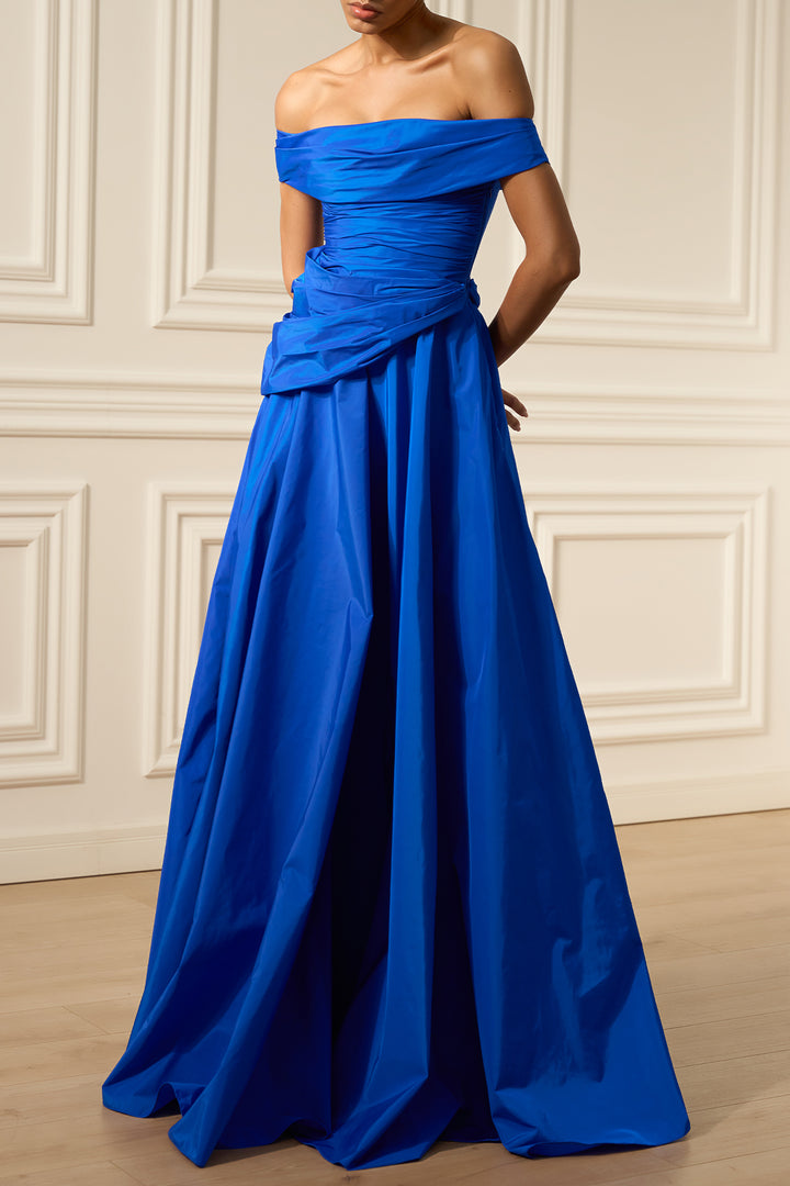 Shakila Taffeta Dress In Electric-Blue