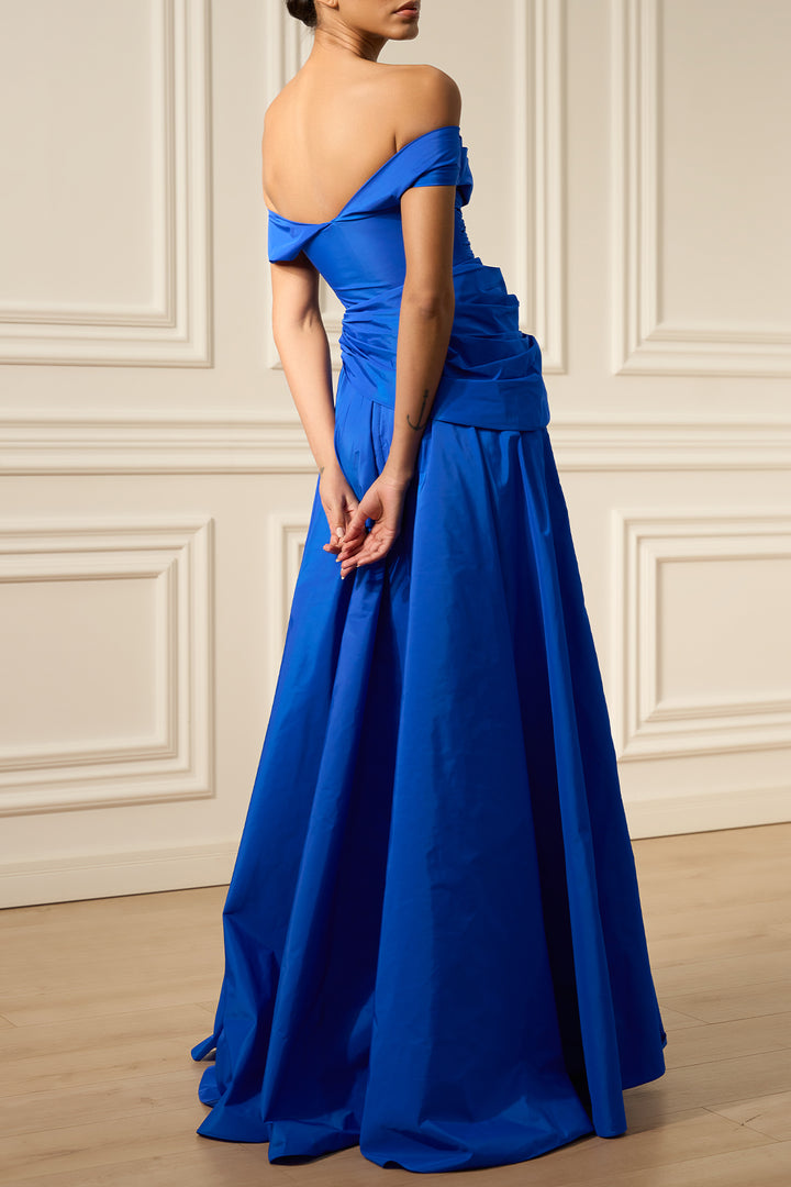 Shakila Taffeta Dress In Electric-Blue