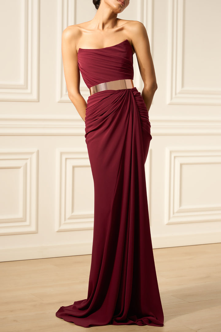 Zaira Long Dress In Burgundy