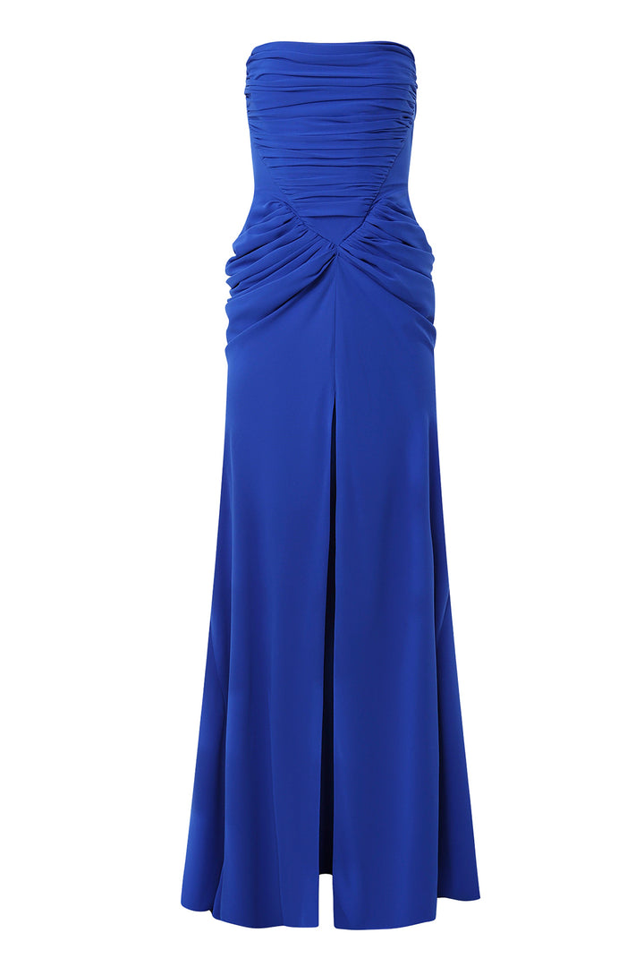 Kala Crepe Long Dress In Mediterranean-Blue