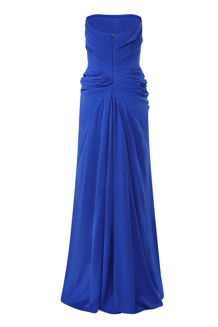 Kala Crepe Long Dress In Mediterranean-Blue