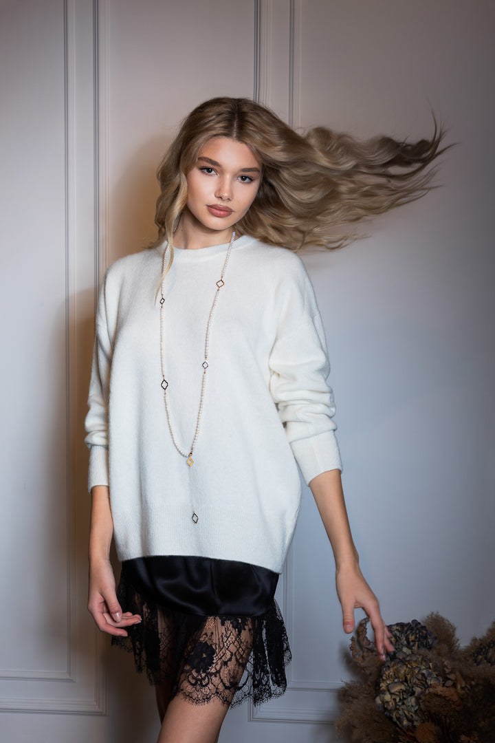 Sariel Cashmere and Silk-blend Sweater In White