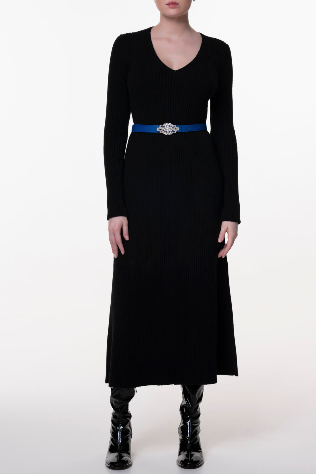 Adriel Wool and Cashmere-blend Black Dress