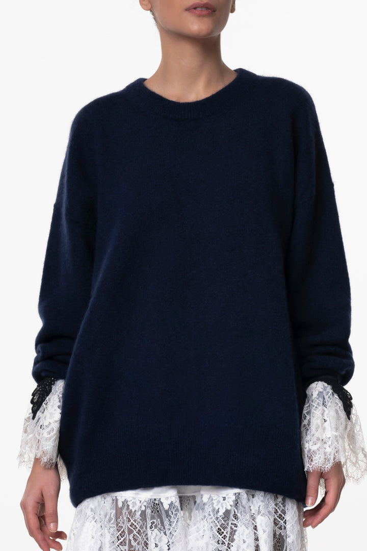 Sariel Blue Cashmere and Silk-blend Sweater In Blue