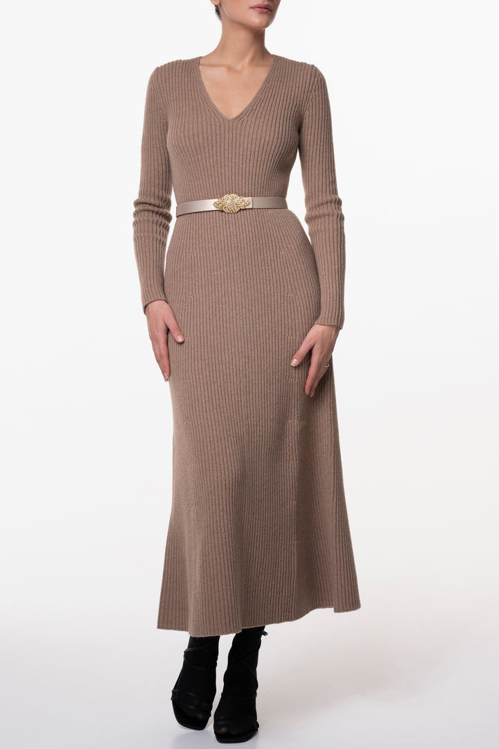 Adriel Wool and Cashmere-blend Camel Dress