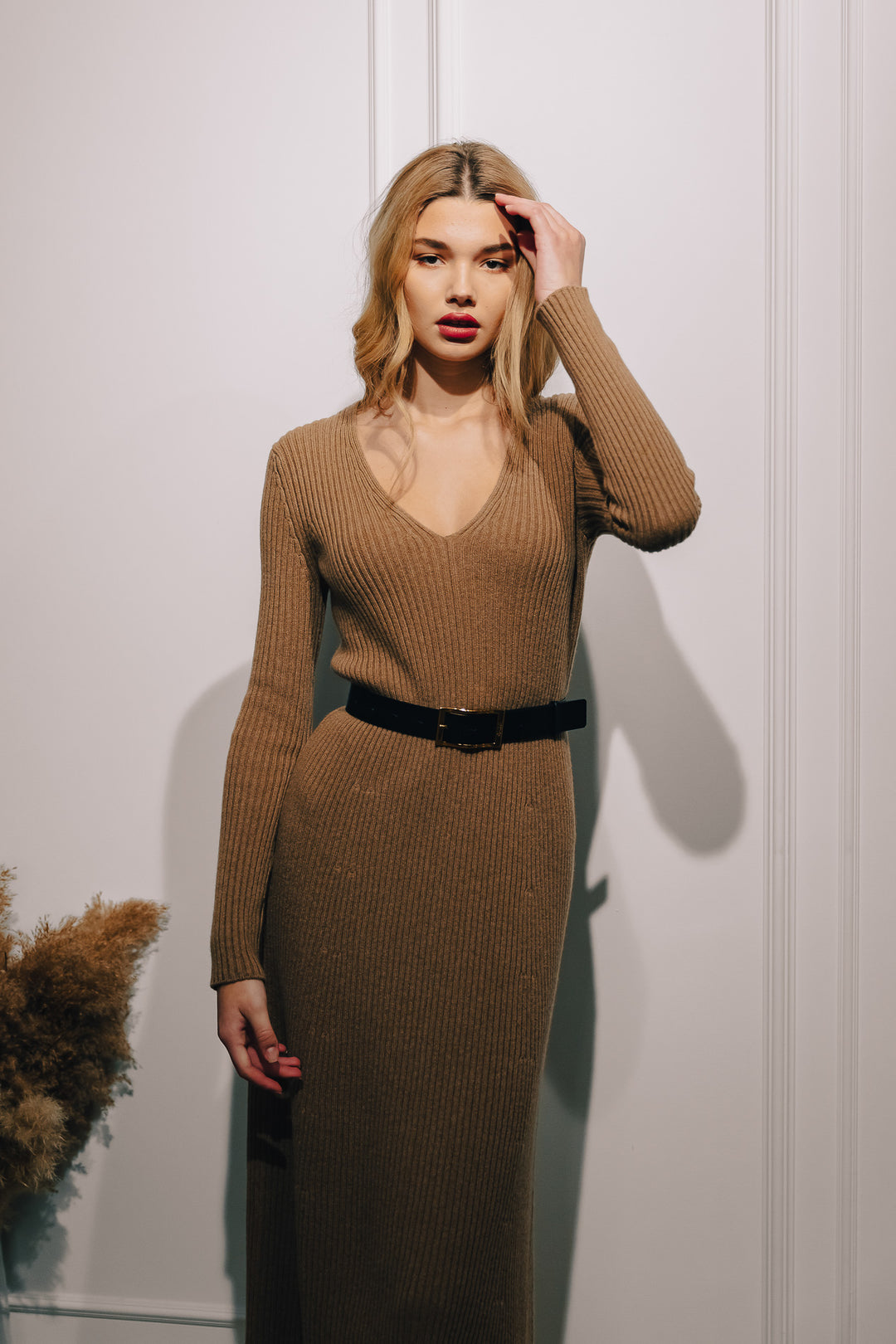 Adriel Wool and Cashmere-blend Camel Dress