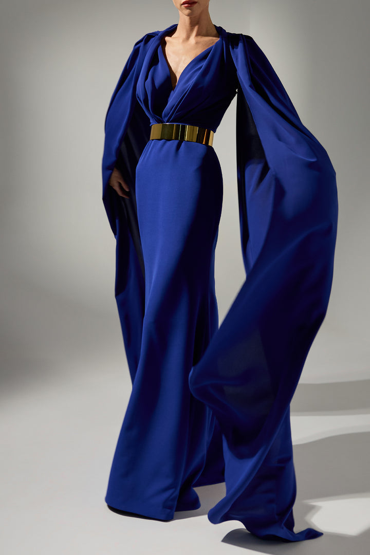 Dalal Cape-Dress In Royal-Blue