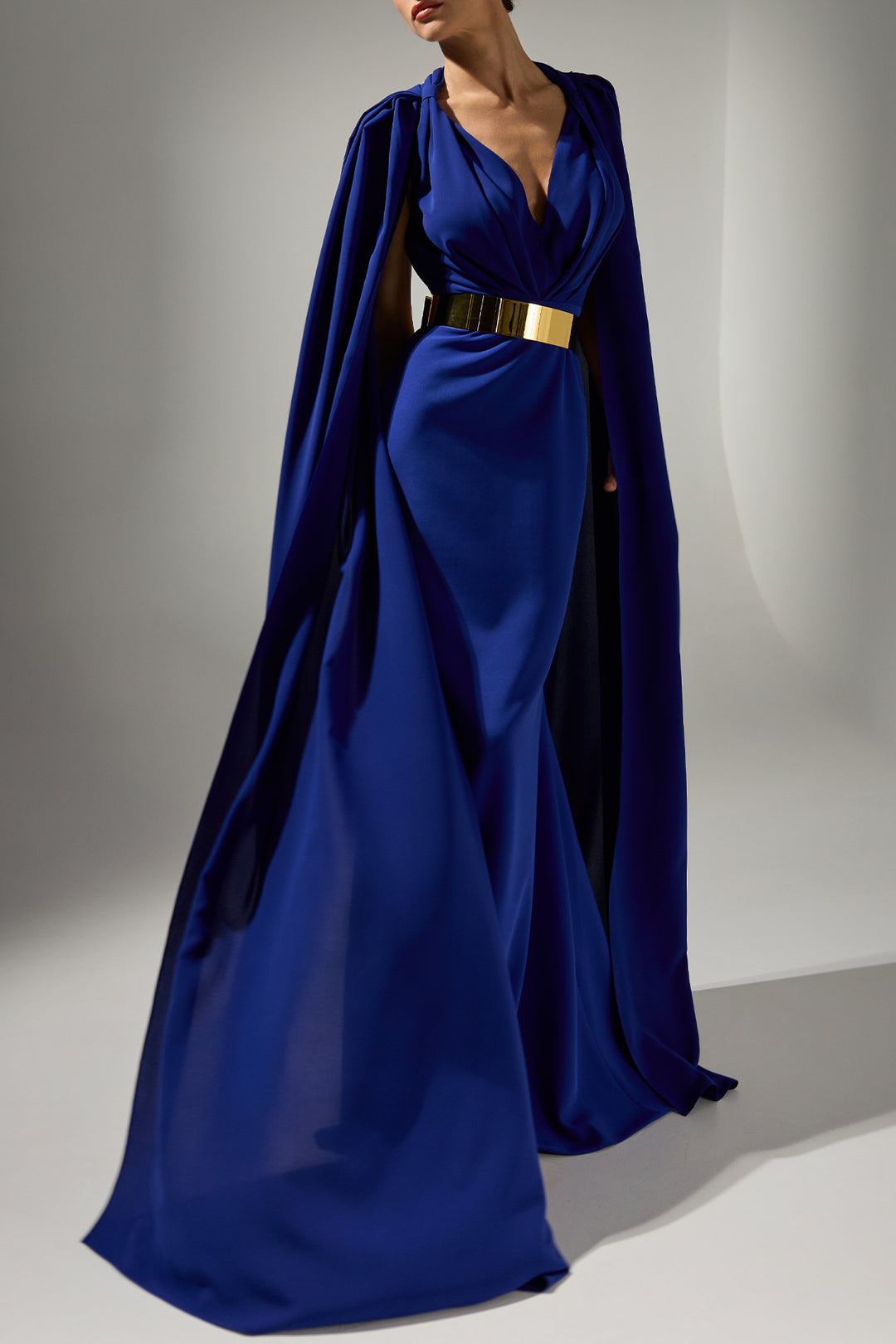Dalal Cape-Dress In Royal-Blue