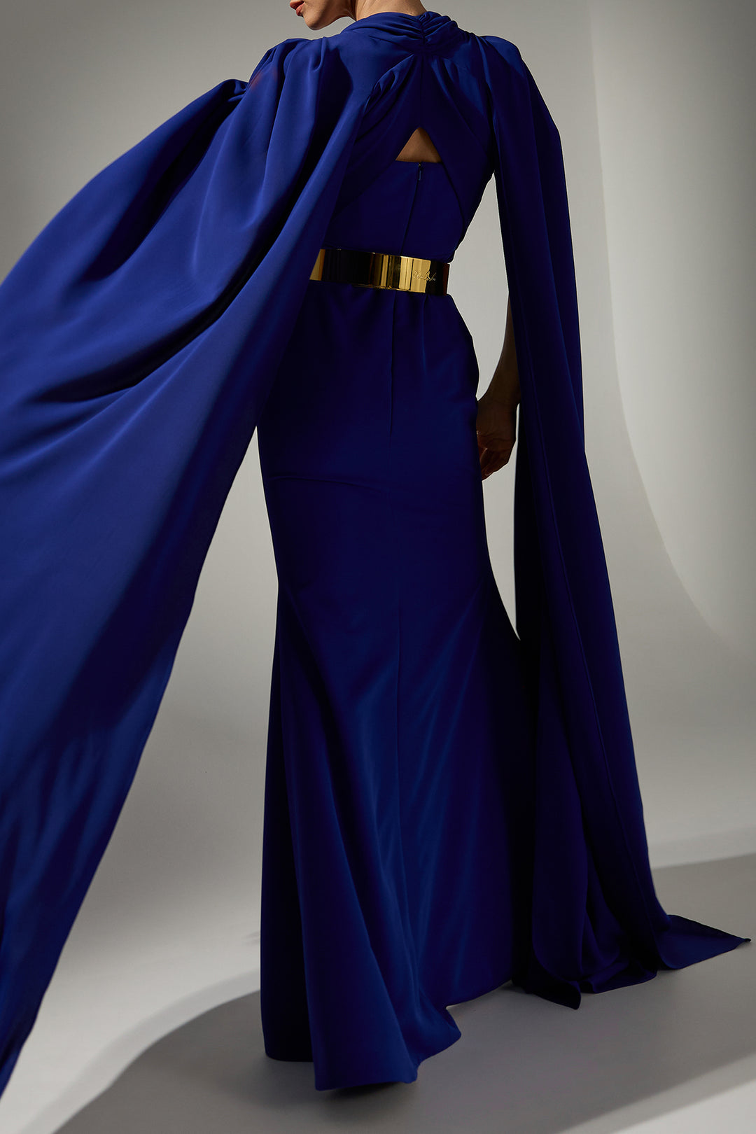 Dalal Cape-Dress In Royal-Blue