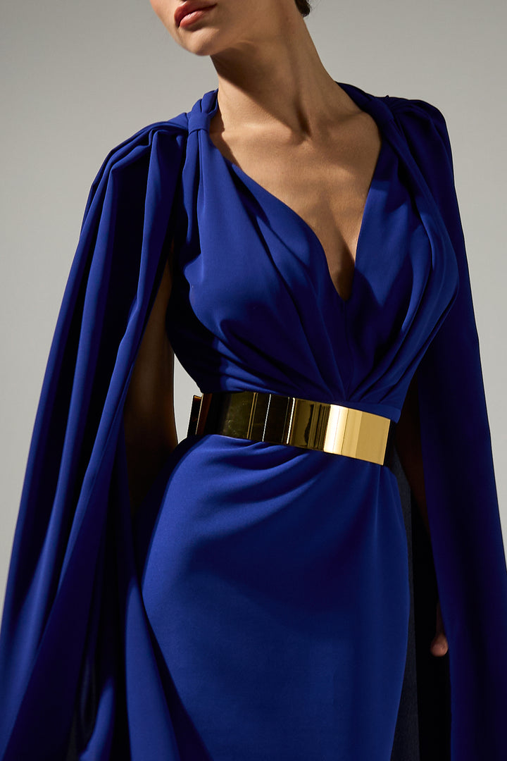 Dalal Cape-Dress In Royal-Blue