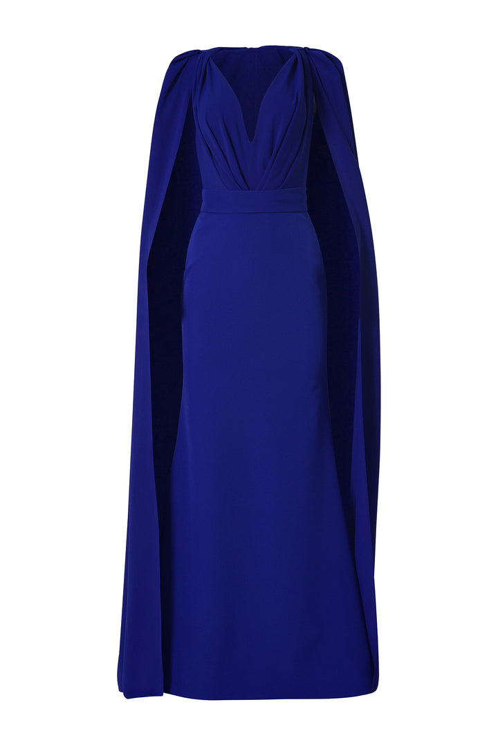Dalal Cape-Dress In Royal-Blue