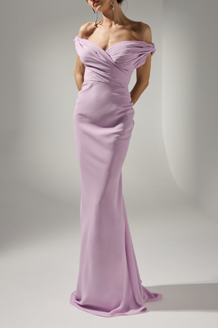 Hedy Long Dress In Pink-Mauve