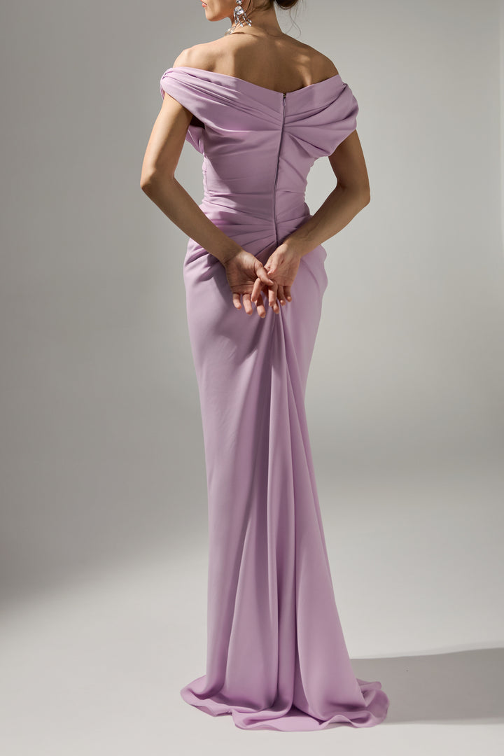Hedy Long Dress In Pink-Mauve