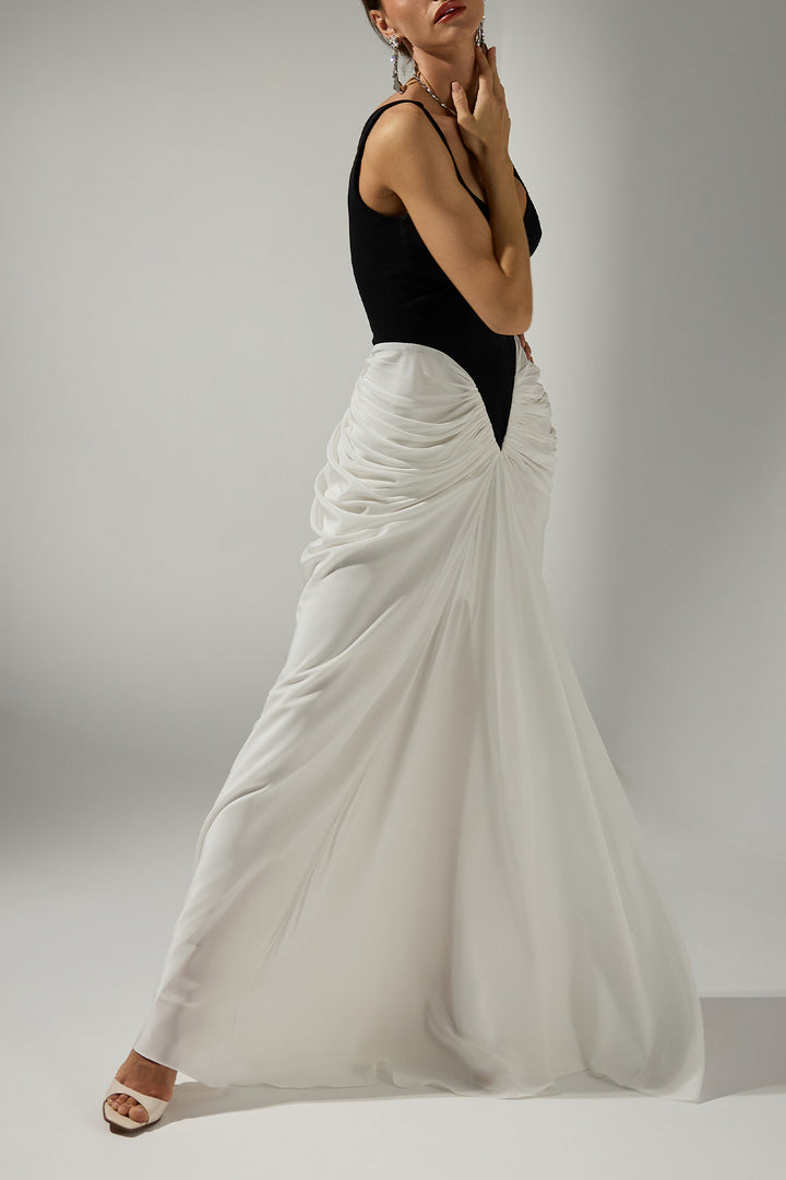 Kiara Long Dress In Black-White