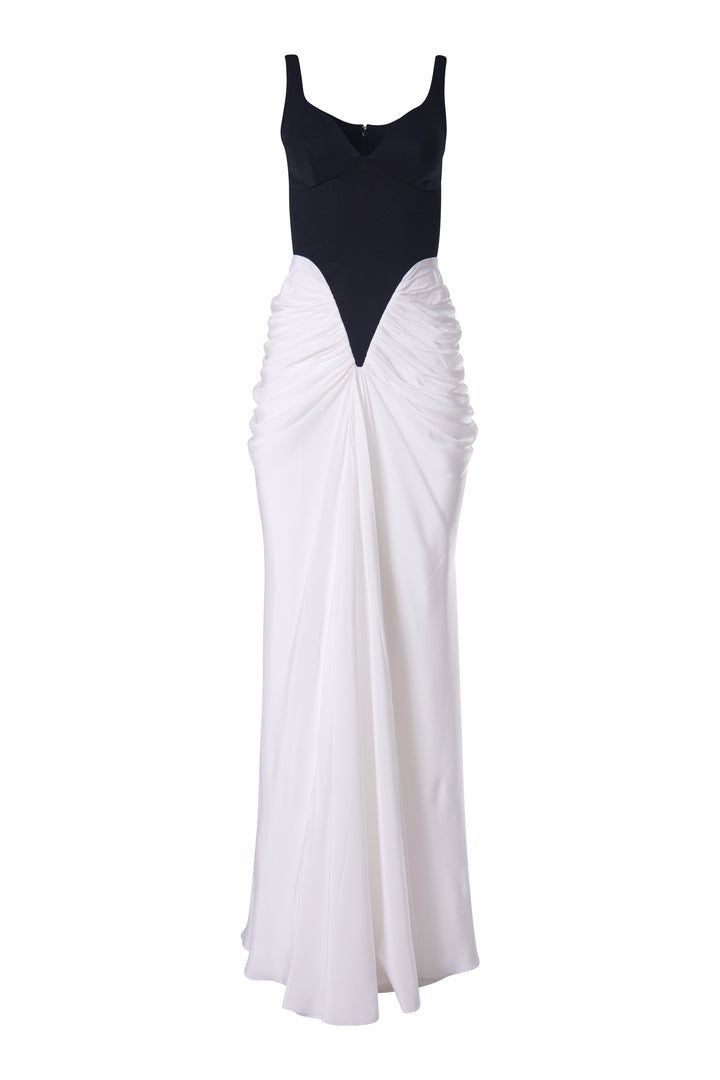 Kiara Long Dress In Black-White