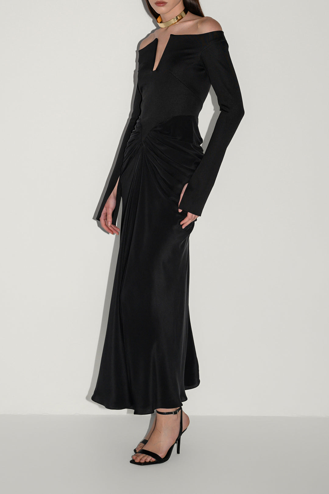 ankle length dress black Black Lace Ankle Length Hoco Party Dress With 3/4 Sleeves - $68.4792 #S1728