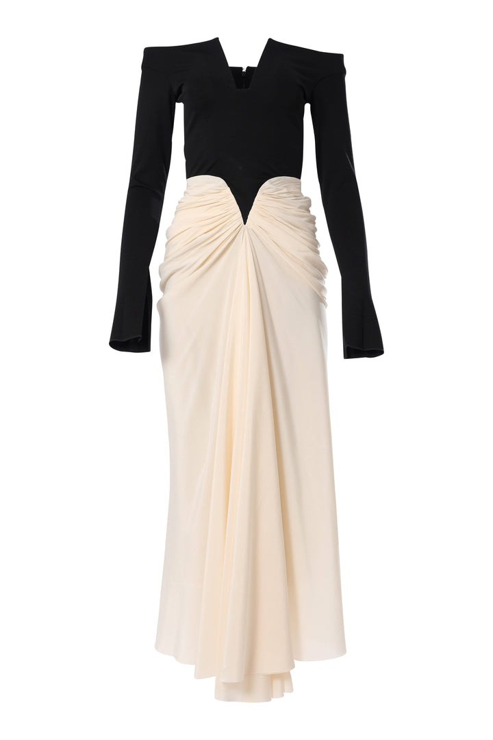 Anita Ankle Length Dress In Cream-Black