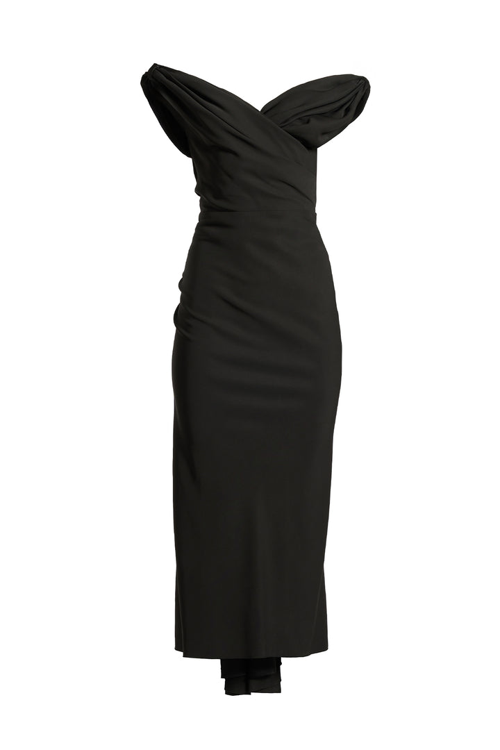 Hedy Midi Crepe Dress In Black