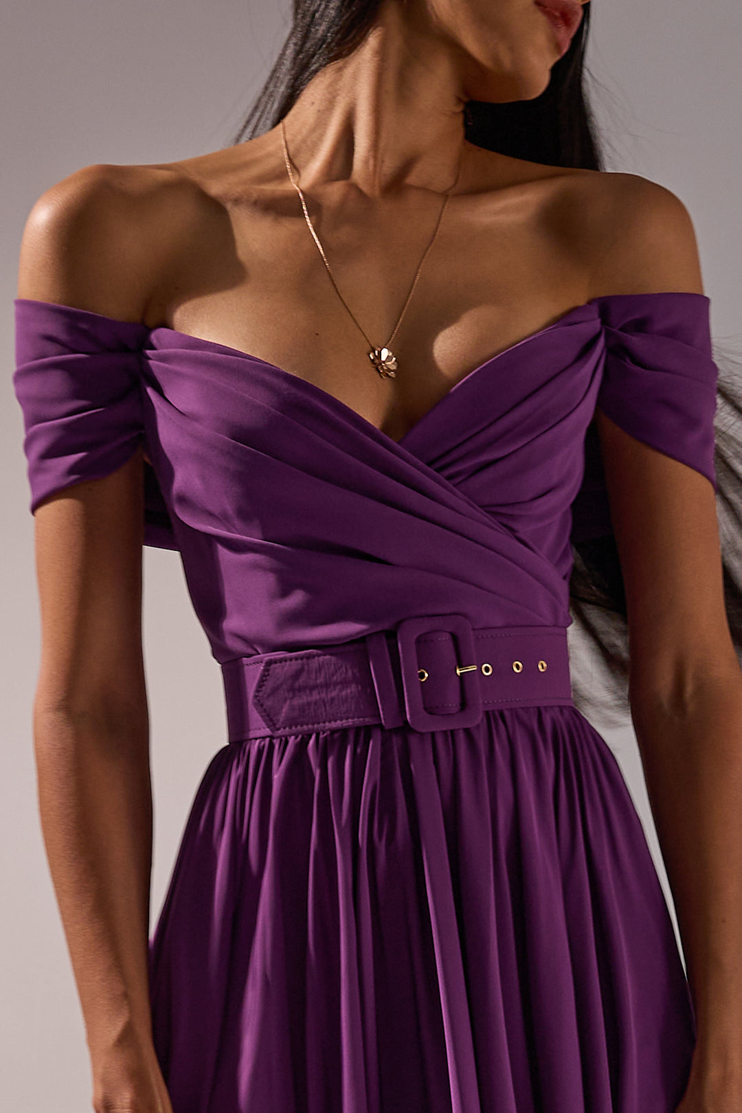 Tania Long Dress In Plum