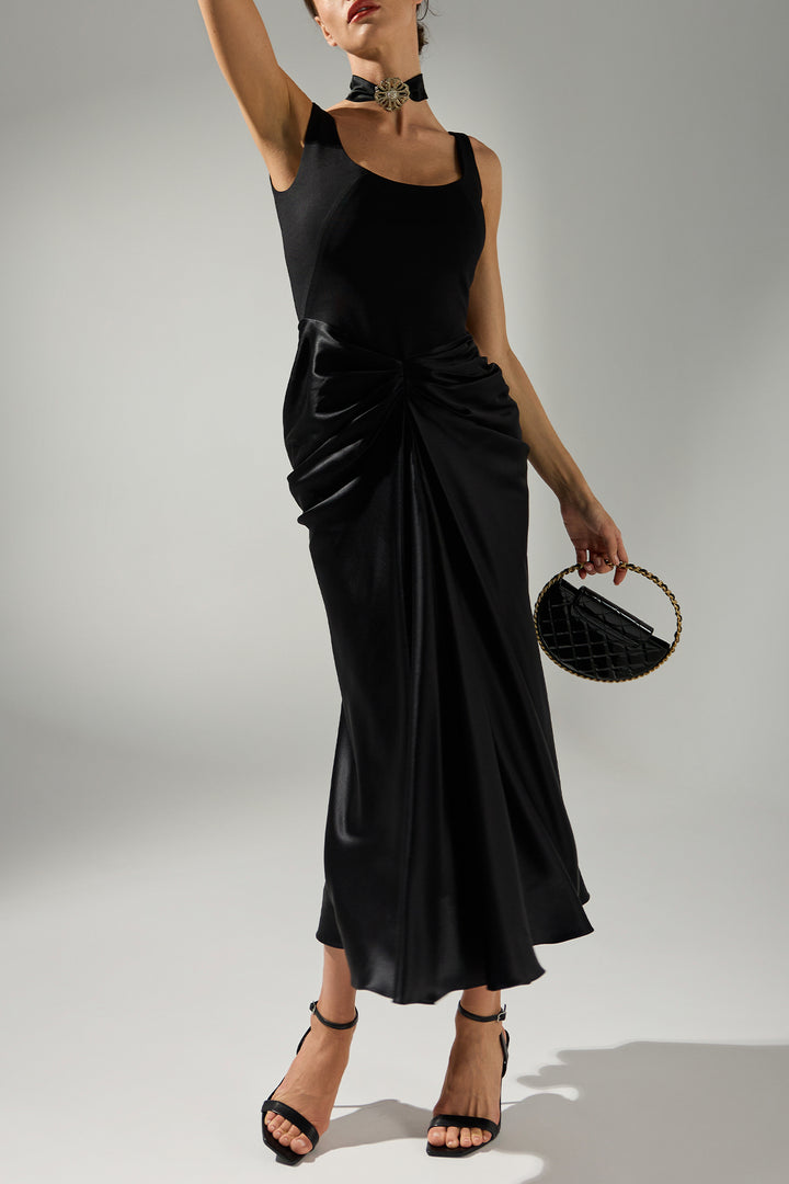 Amna Ankle Length Dress In Black