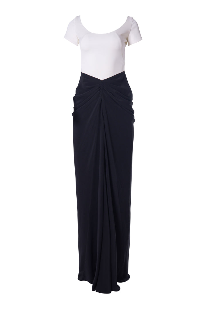 Amna Long Dress In Black-White