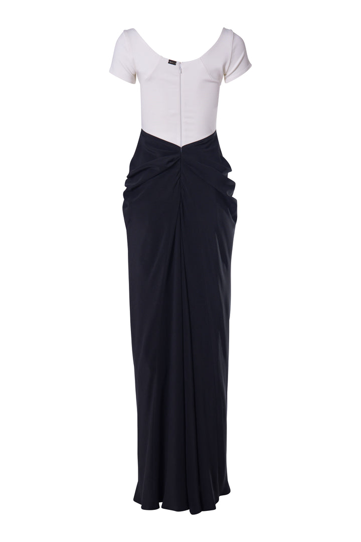 Amna Long Dress In Black-White