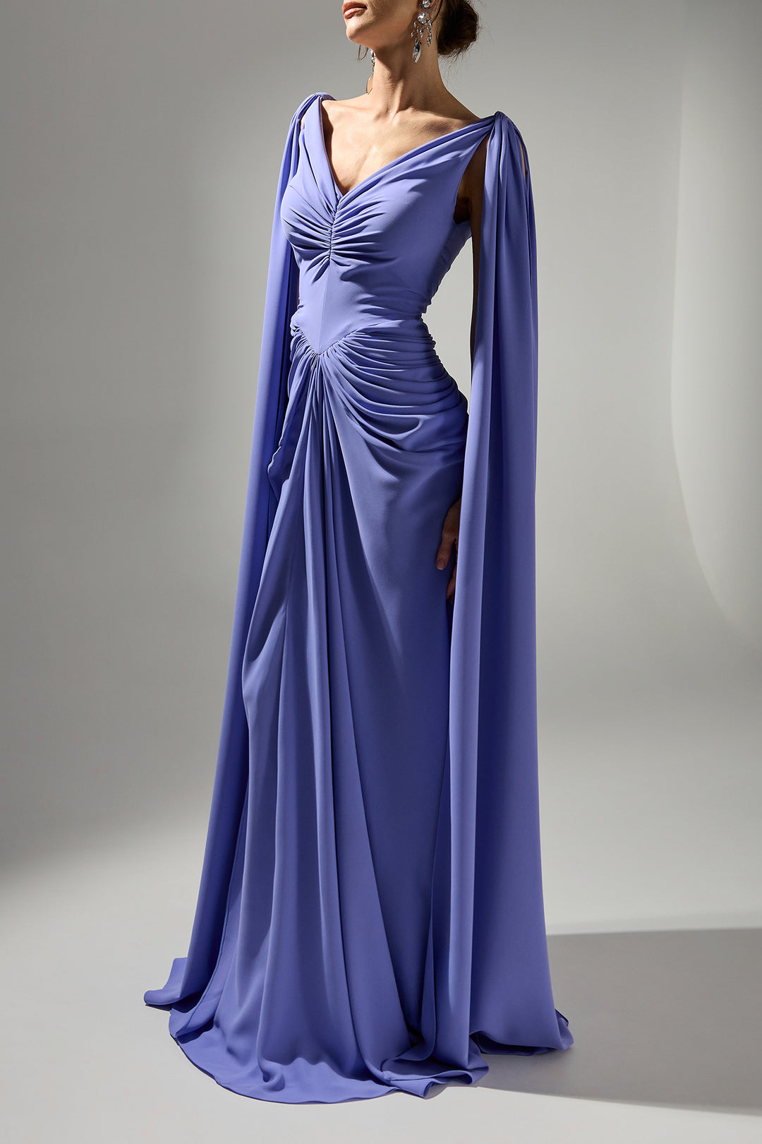 Valeria Cape-Dress In Purple-Blue Rhea Costa Valeria Cape-Dress In Purple-Blue Rhea Costa