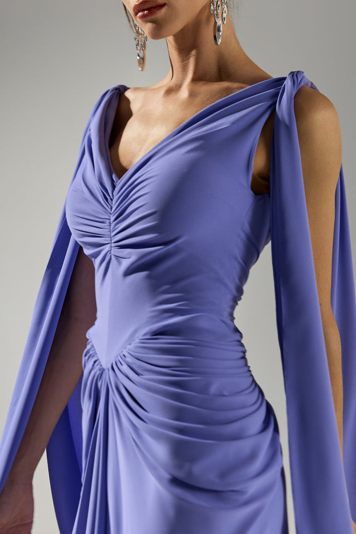 Valeria Cape-Dress In Purple-Blue