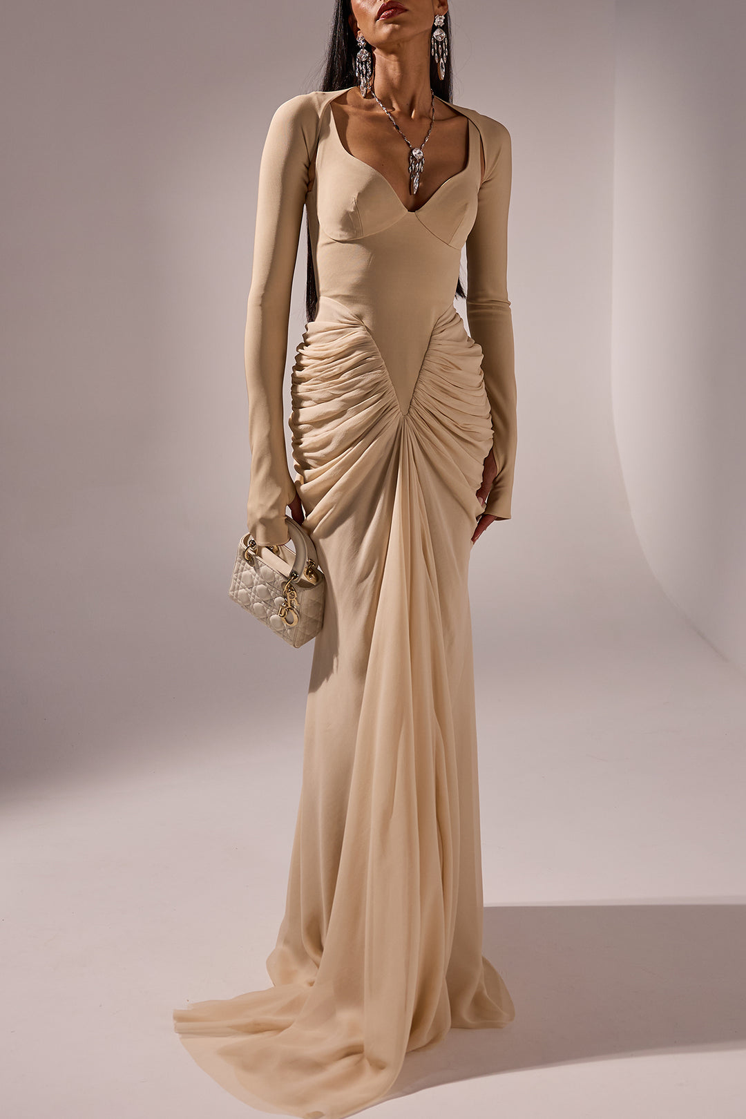Kiara Long Dress In Nude