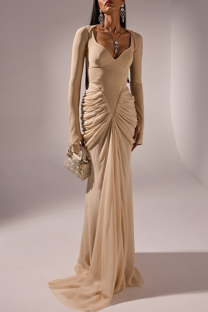 Kiara Long Dress In Nude