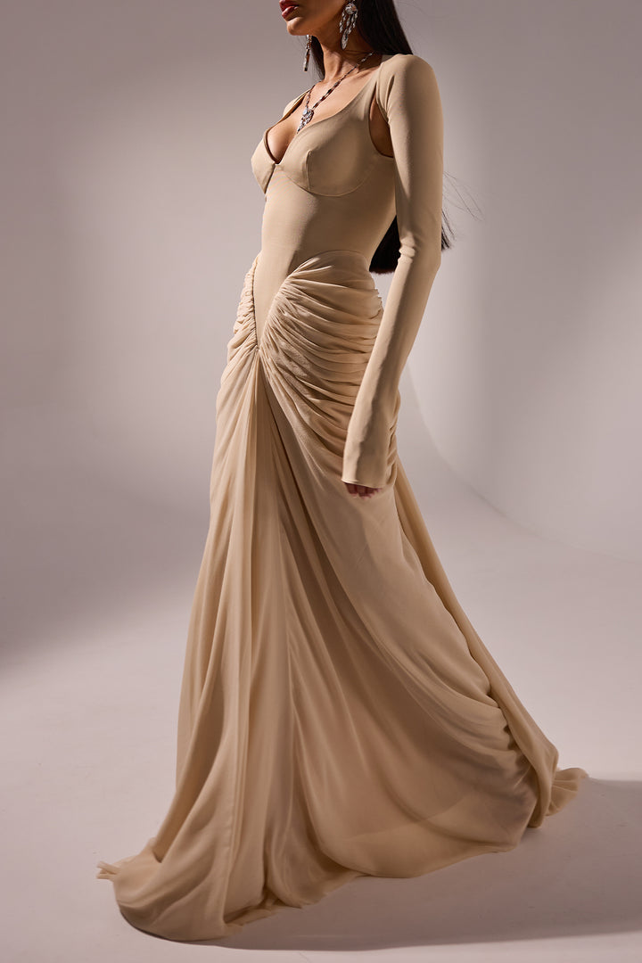 Kiara Long Dress In Nude