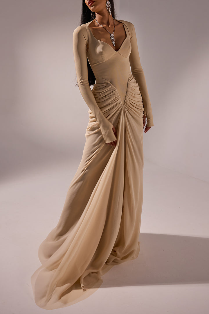 Kiara Long Dress In Nude