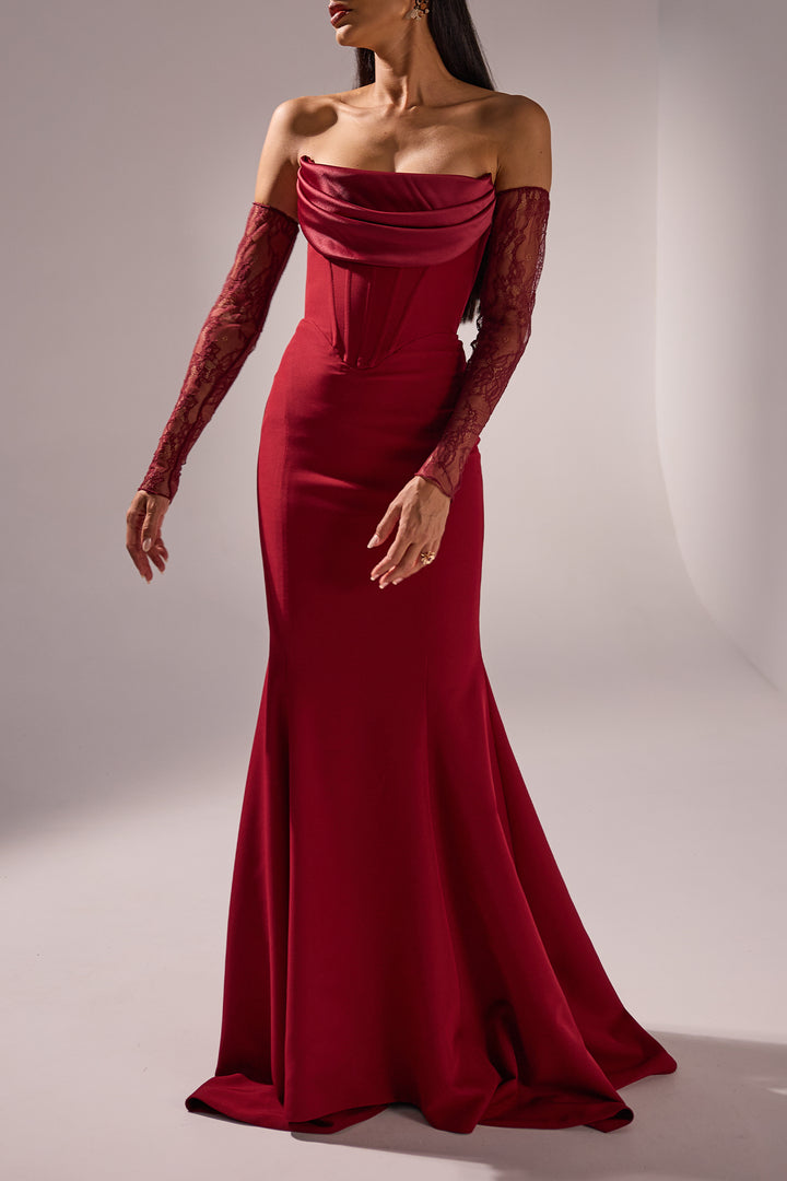 Amada Long Dress In Light-Burgundy