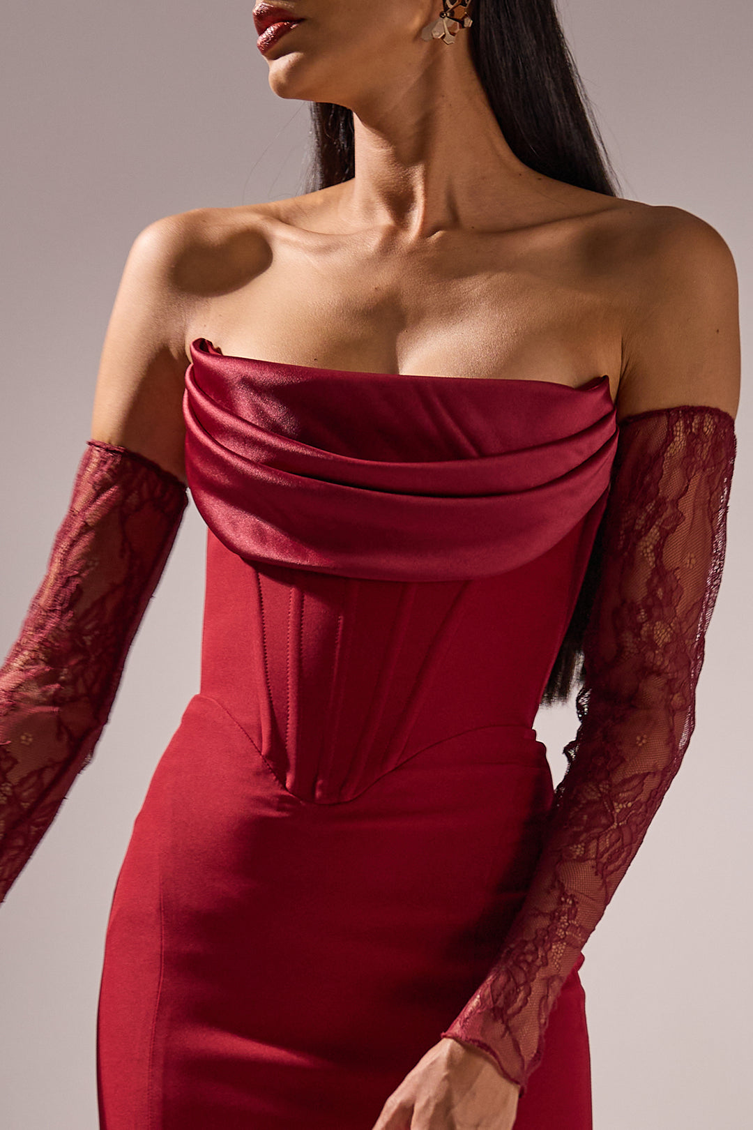 Amada Long Dress In Light-Burgundy Rhea Costa Amada Long Dress In Light-Burgundy Rhea Costa
