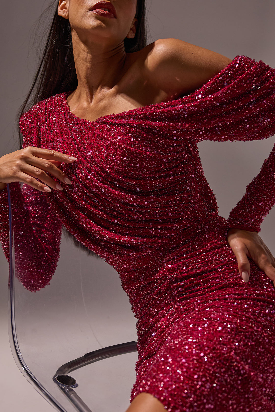 Zeina Dress In Sour-Cherry