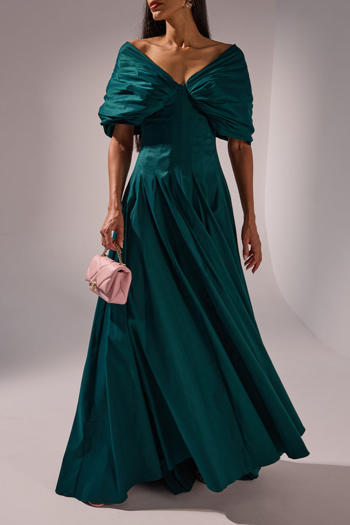 Ava Gown In Forest-Green