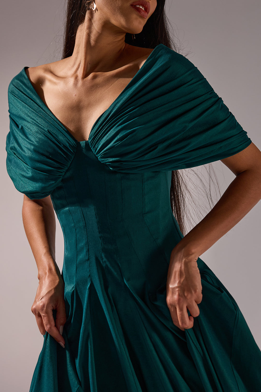 Ava Gown In Forest-Green